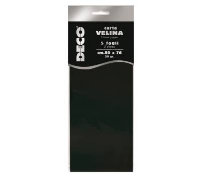 Carta velina - 20 gr - 50 x 76 cm - nero - busta 5 fogli - Deco - 12283/20 - 8004957122916 - DMwebShop