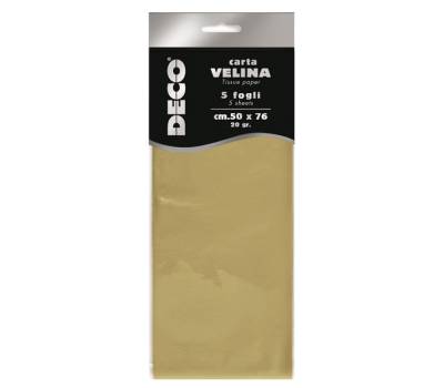 Carta velina - 20 gr - 50 x 76 cm - oro perlescente - busta 5 fogli - Deco - 12295/02 - 8004957122947 - DMwebShop