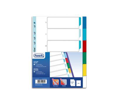 Divisori Neutri a 6 tacche - PP - A4 - colori assortiti - Favorit - 400132501 - 8006779029701 - DMwebShop