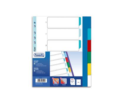 Divisori Neutri a 6 tacche - PP - A4 maxi - colori assortiti - Favorit - 400132503 - 8006779030103 - DMwebShop