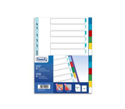Divisori Neutri a 12 tacche - PP - A4 - colori assortiti - Favorit - 400132500 - 8006779029503 - DMwebShop