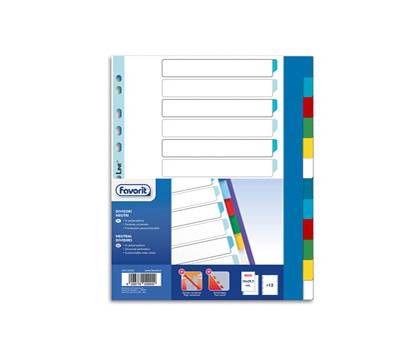 Divisori Neutri a 12 tacche - PP - A4 maxi - colori assortiti - Favorit - 400132502 - 8006779029909 - DMwebShop