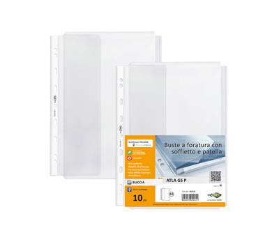 Buste forate ATLA GS P con soffietto e patella A4 - trasparente - buccia - conf. 10 pezzi - Sei Rota - 662516 - 8004972025612 - DMwebShop Buste forate ATLA GS P con soffietto e patella A4 - trasparente - buccia - conf. 10 pezzi - Sei Rota - 662516 - 8004972025612 - DMwebShop
