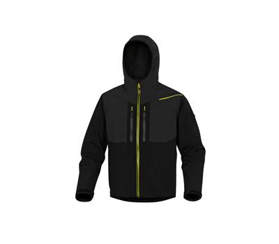 Giacca Softshell Horten - tessuto Softshell-poliestere-elastan - con cappuccio - taglia L - nero-giallo - Deltaplus - HORT2NJGT - 3295249234799 - DMwebShop