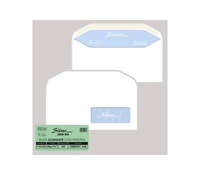 Busta SILVER MATIC LUX FSC gommata bianca con finestra - 110 x 230 mm - 80 gr - conf. 500 pezzi - Pigna - 0388987AM - 8006873109897 - DMwebShop