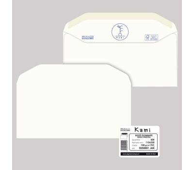 Busta KAMI GOMMATE bianca carta riciclata FSC senza finestra - 110 x 230 mm - 100 gr - conf. 500 pezzi - Pigna - 0250001AM - 8059020921422 - DMwebShop