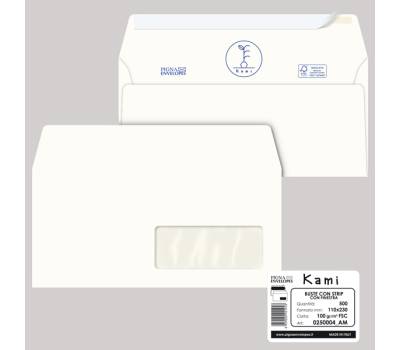 Busta Kami Strip - con finestra - 11 x 23 cm - 100 gr - carta riciclata FSC - conf. 500 pezzi - Pigna - 0250004AM - 8059020921453 - DMwebShop