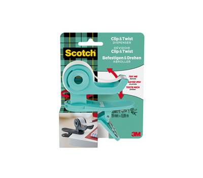 Dispenser Clip e Twist per nastro adesivo - menta - rotolo incluso da 19 mm x 9,8 mt - Magic Scotch - 7100225276 - 4054596714984 - DMwebShop