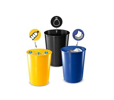 Cestino raccolta differenziata - 40 lt - giallo-blu-nero - set 3 pezzi - Cep - 1013331451 - 3462159013510 - DMwebShop