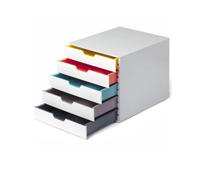 Cassettiera 5 cassetti colorati - bianco ghiaccio - cassetti 5 cm - Durable - 7625-27 - 4005546993263 - DMwebShop
