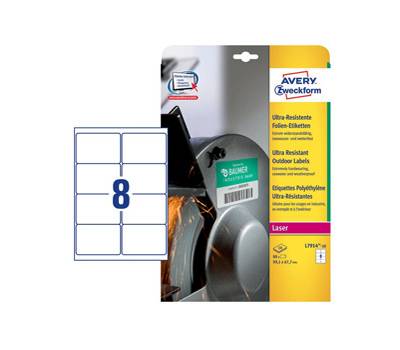 Etichette in polietilene per protezione e sicurezza - 99,1 x 67,7 mm - laser - 10 fogli - 8 etichetta per foglio - Avery - L7914-10 - 4004182068052 - DMwebShop