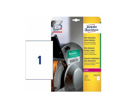 Etichette in polietilene per protezione e sicurezza - bianche - 210 x297 mm - laser - 10 fogli - 1 etichetta per foglio - Avery - L7917-10 - 4004182068021 - DMwebShop
