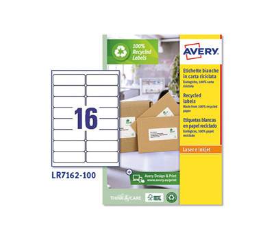 Etichette per buste e pacchi in carta riciclata - bianca - 99,1 x 33,9 mm - 100 fogli - Avery - LR7162-100 - 5014702815065 - DMwebShop