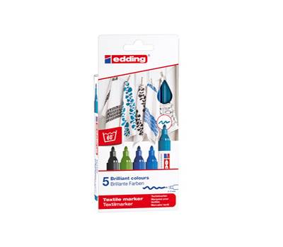 Marcatori per tessuto 4500 - punta tonda 2 - 3 mm - colori assortiti freddi - astuccio 5 pezzi - Edding - 4-4500-5099 - 4057305013132 - DMwebShop