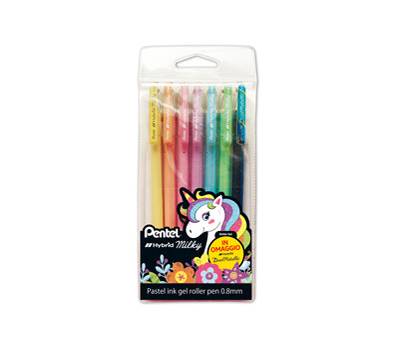 Roller gel Hybrid Milky - punta 0,8 mm - colori assortiti pastel - astuccio 6 + 1 pezzi - Pentel - 0022188 - DMwebShop