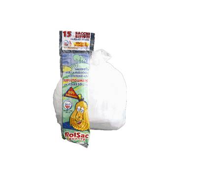 Sacchi bio - 42 x 52 cm - 10 lt - 17 micron - bianco - conf. 15 pezzi - Rolsac - 10130 - 248010405000736 - DMwebShop
