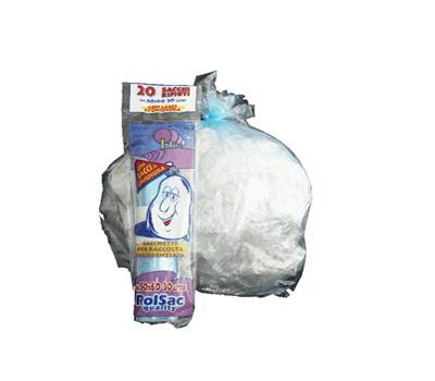 Sacchi - 50 x 60 cm - 30 lt - 16 micron - azzurro trasparente - conf. 20 pezzi - Rolsac - 10063 - 8010405026187 - DMwebShop