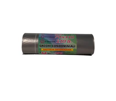 Sacchi - 70 x 110 cm - 110 lt - 22 micron - grigio trasparente - conf. 10 pezzi - Rolsac - 10466 - 8010405020062 - DMwebShop
