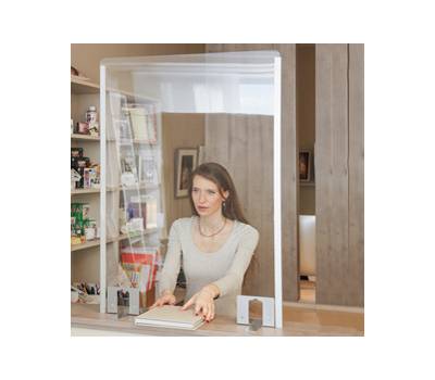 Schermo protettivo con feritoia - da banco - acrilico grigio alluminio - 76 x 66 cm - Metalplus - 5030/3 alluminio - 8022715503036 - DMwebShop