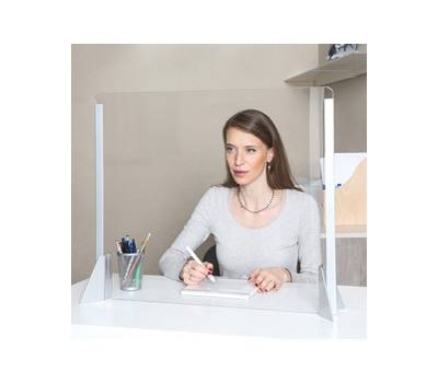 Schermo protettivo SENZA feritoia - da scrivania - acrilico grigio alluminio - 56 x 66 cm - Metalplus - 5020/1 alluminio - DMwebShop