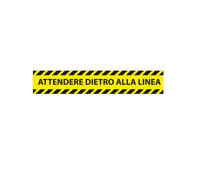 Adesivi da terra - 45 x 8 cm - Attendere dietro alla linea - conf. 5 pezzi - Studio T - 1605065 - 8596052110276 - DMwebShop