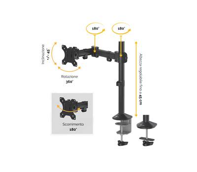 Bracci porta monitor Reflex Series singolo 55x11,6x49 cm - 16664