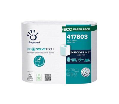 Carta igienica DissolveTech 9,5 cm x 94 mt diametro 12 - 1 cm 850 strappi pacco 4 rotoli Papernet - 14922