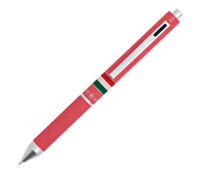 Penna a sfera a scatto multifunzione fusto rosa gommato Italia - 13556