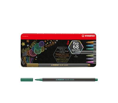 Pennarelli Pen 68 colori assortiti metallic scatola in metallo 8 pezzi - 13572