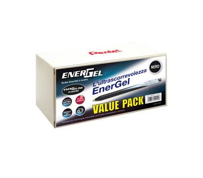 Roller a scatto Energel Slim punta 0,7 mm nero value pack 20,4 pezzi - 12808