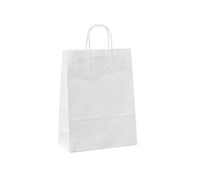 Shopper maniglie cordino 26 x 11 x 34,5 cm carta kraft bianco - 12099