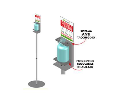 Piantana da terra con supporto per dispenser regolabile 140 cm - 19071