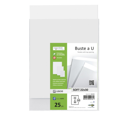 Buste a sacco Soft - PPL - 22 x 30 cm - liscio - trasparente - conf. 25 pezzi - Sei Rota 652230