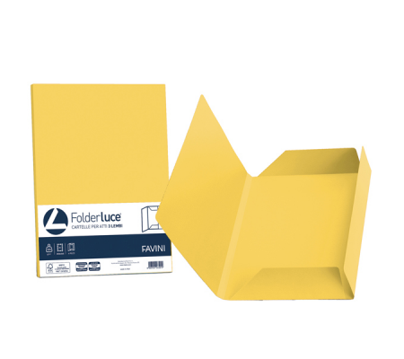 Cartelline 3 lembi Luce - 200 gr - 24,5 x 34,5 cm - giallo sole - conf. 25 pezzi - Favini A50B434
