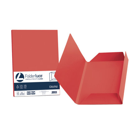 Cartelline 3 lembi Luce - 200 gr - 24,5 x 34,5 cm - rosso scarlatto - conf. 25 pezzi - Favini A50C434