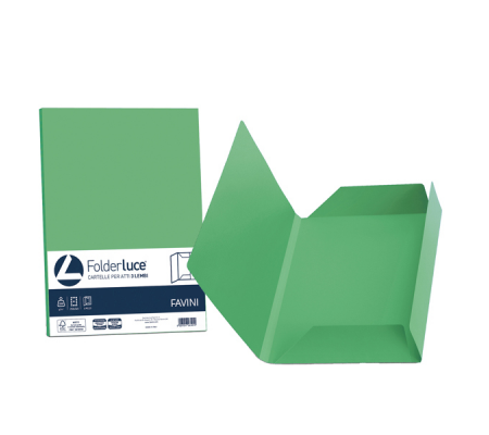 Cartelline 3 lembi Luce - 200 gr - 24,5 x 34,5 cm - verde - conf. 25 pezzi - Favini A50D434