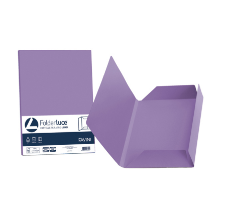 Cartelline 3 lembi Luce - 200 gr - 24,5 x 34,5 cm - violetto - conf. 25 pezzi - Favini A50J434