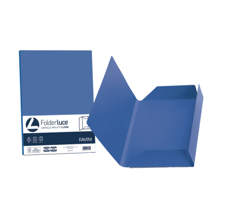 Cartelline 3 lembi Luce - 200 gr - 24,5 x 34,5 cm - blu prussia - conf. 25 pezzi - Favini - A50K434 - 8007057263282 - DMwebShop
