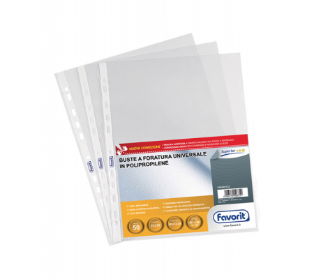 Buste forate Special PP - Superior - buccia - 22 x 30 cm - trasparente - conf. 50 pezzi - Favorit 100460122