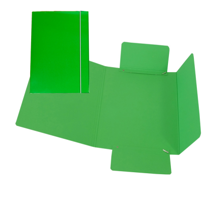Cartellina con elastico cartone plastificato 3 lembi - 17 x 25 cm - verde - Cart. Garda