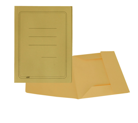 Cartelline 3 lembi con stampa cartoncino Manilla - 200 gr - 25 x 33 cm - giallo - conf. 50 pezzi - Cart. Garda