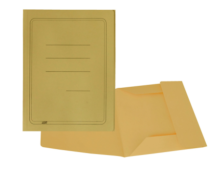 Cartelline 3 lembi con stampa cartoncino Manilla - 200 gr - 25 x 33 cm - giallo - conf. 50 pezzi - Cart. Garda