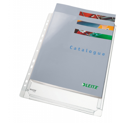 Buste forate con soffietto - 22 x 30 cm - PVC trasparente - conf. 10 pezzi - Leitz 47561003