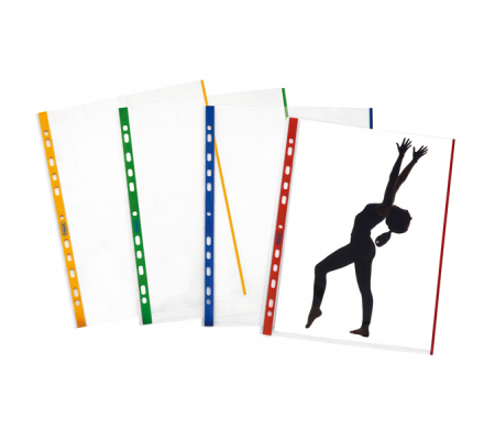 Buste forate con banda colorata Linear buccia - 21 x 29,7 cm - blu - conf. 10 pezzi - Favorit 100460032