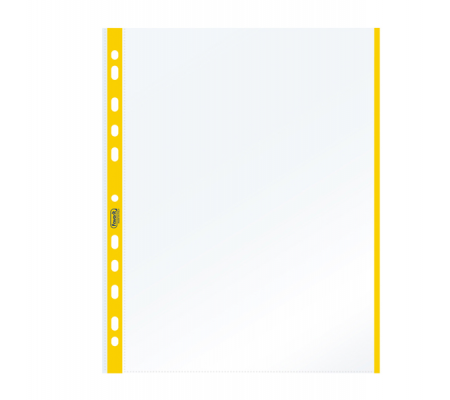 Buste forate con banda colorata Linear buccia - 21 x 29,7 cm - giallo - conf. 10 pezzi - Favorit 100460029