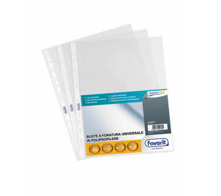 Buste forate Special PP Superior buccia - 21 x 29,7 cm - trasparente - conf. 50 pezzi - Favorit 100460026