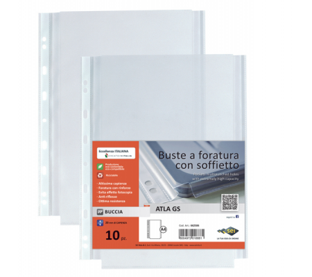 Buste forate con soffietto Atla GS buccia - 21 x 29,7 cm - conf. 10 pezzi - Sei Rota 662506