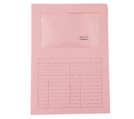 Cartelline a L con finestra Sintex cartoncino - 120 gr - 22 x 31 cm - rosa - conf. 50 pezzi - Blasetti 574