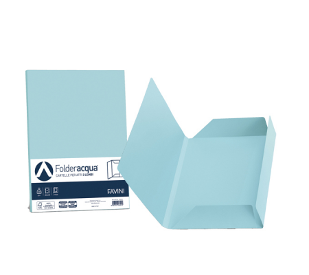 Cartelline 3 lembi Acqua - 200 gr - 24,5 x 34,5 cm - celeste - conf. 25 pezzi - Favini A50T434