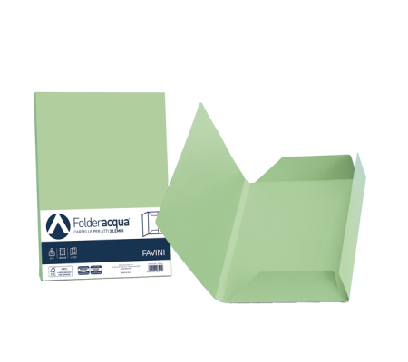 Cartelline 3 lembi Acqua - 200 gr - 24,5 x 34,5 cm - verde chiaro - conf. 25 pezzi - Favini A50P434